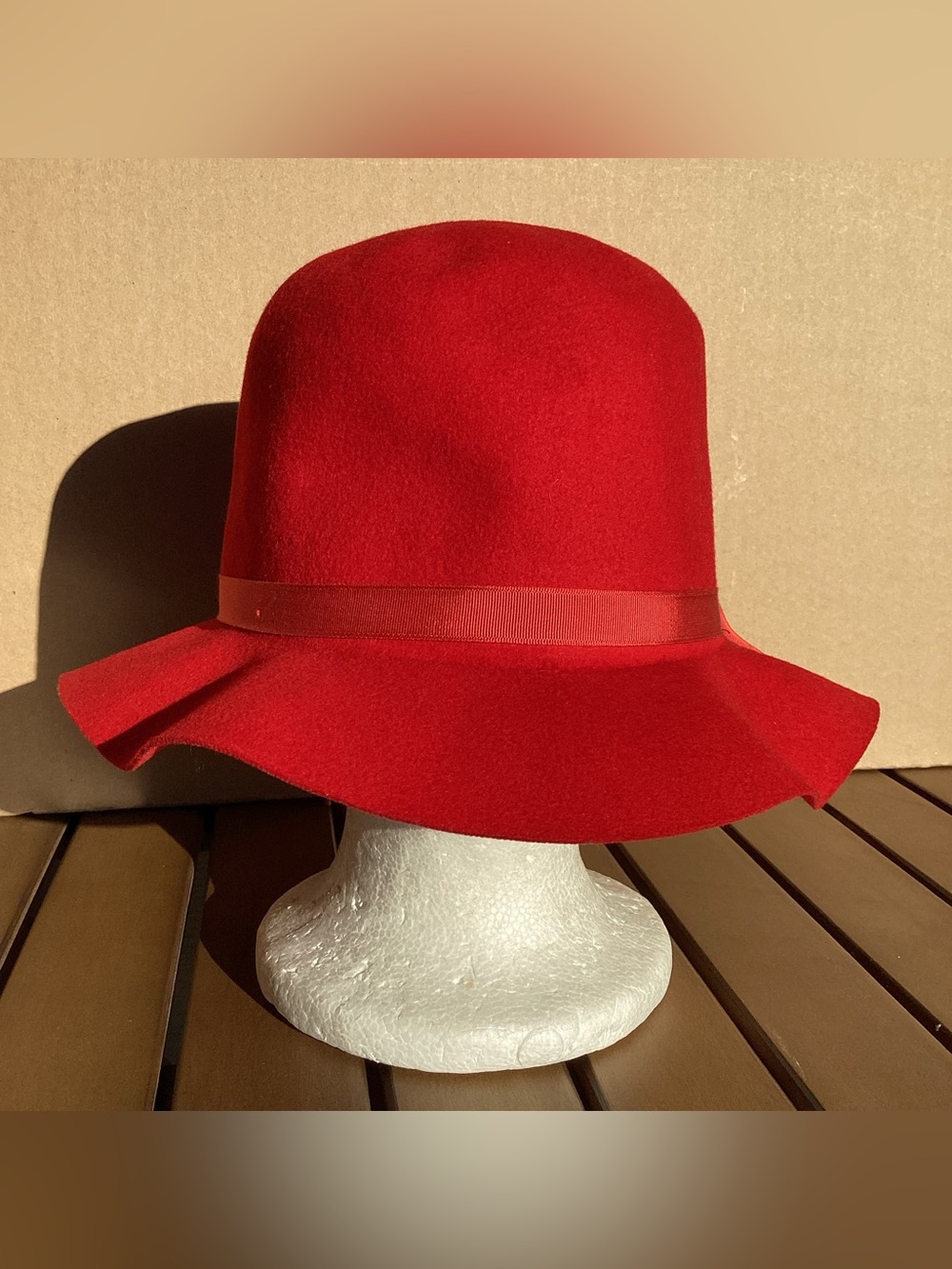 Vintage The Bak-Pakker wool felt crusher hat by B bar H red